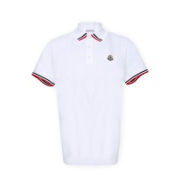 Polo Shirt White Logo Stripe Red Black