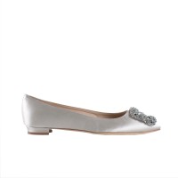 Hangisi Flat LGrey Satin Jewel Buckle