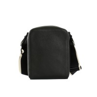 Crossbody Bag Leather Black Logo Grey