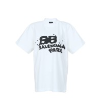 Hand Drawn BB Icon Tshirt Medium Fit in White and Black Vintage Jersey