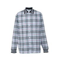 Checked Cotton Poplin Shirt Pale Blue