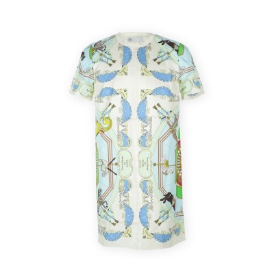 Silk Front Tshirt Dress Blue Carousel