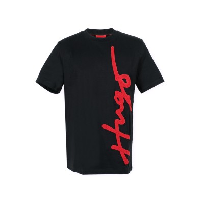 Tshirt Dyton 001 Black With Logo Embroidery Red