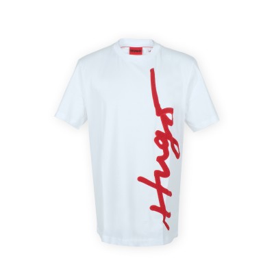 Tshirt Dyton 100 White With Logo Embroidery Red