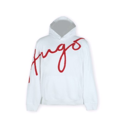 Hoodie Dokapi 100 White With Embroidered Logo Red