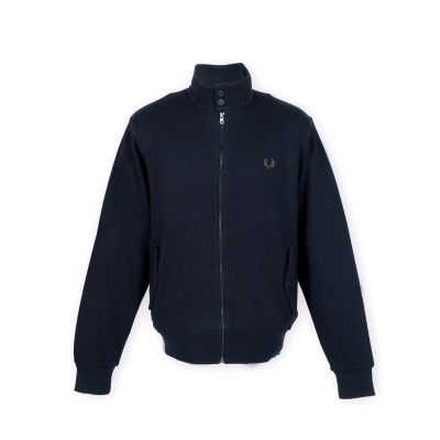 Button Neck Track Jacket Navy With Logo