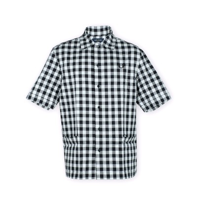 Shirt Gingham Revere Collar Black White