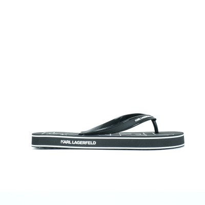 Avoire | Kosta Logo Thong Sandal in Black Rubber