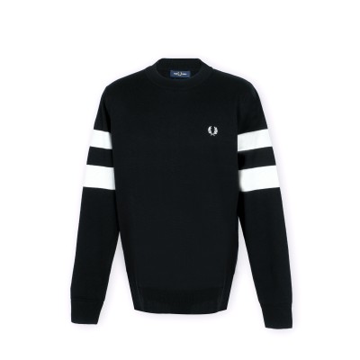 Tipped Sleeve Jumper Black Stripe White