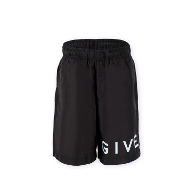 Long Swim Shorts Pants Black Logo White