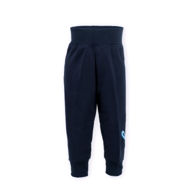 Kids Logo Script Print Cotton Jogging Pants Deep Charcoal Blue