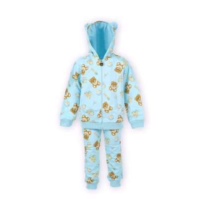 Baby 1Set Hoodie And Pants All Over Teddy Bear Toy Blue