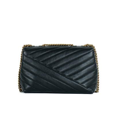 Kira Chevron Small Convertible Shoulder Bag Black