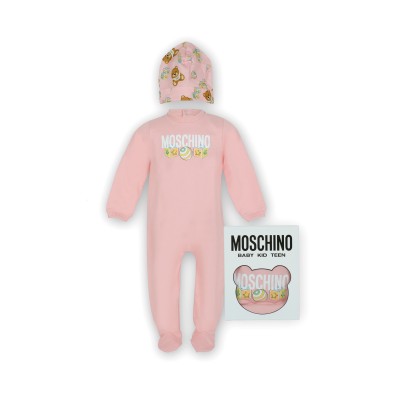 Baby 1Set Logo Toy Pink Hat And Bib Co-ord