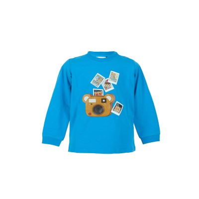 Kids Tshirt Long Sleeve Blue Polaroid Print