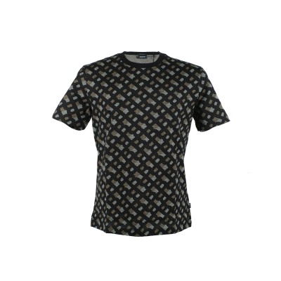 Tshirt Tiburt 391 With Monogram Jacquard Black Brown