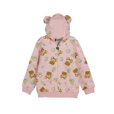 Baby Hoodie All Over Teddy Bear Toy Pink