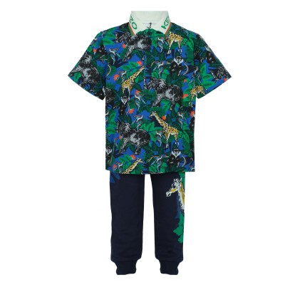 Kids Polo Shirt And Jogger Pants Jungle Green Navy