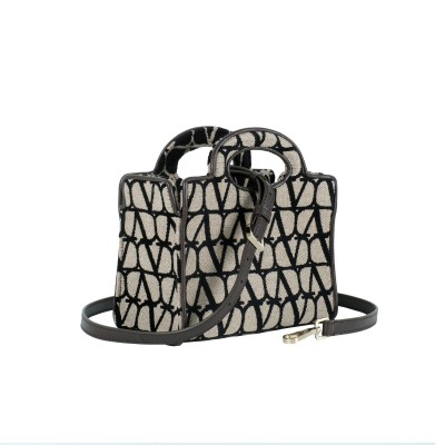 Le Troisieme Mini Shopping Bag in Toile Iconographe Beige Black