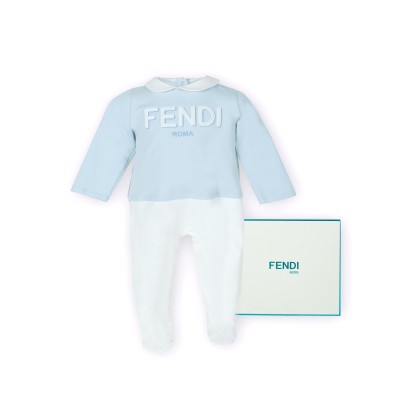 Baby Jersey Fendi Roma Kit Hat And Bib Light Blue