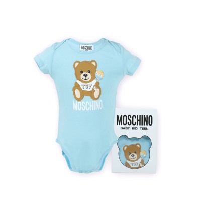 Baby Bodysuit Set Logo Teddy Toy Blue