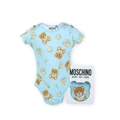 Baby Bodysuit Set Logo Teddy Toy Blue