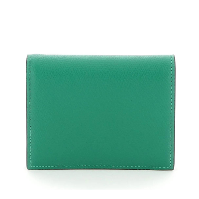 Vlogo Compact Signature Grainy Calfskin Wallet Green GHW