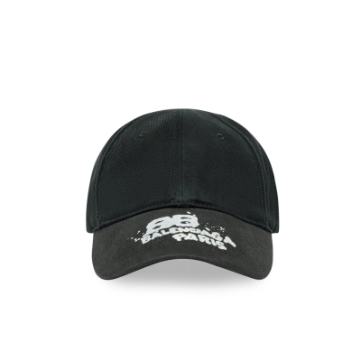 Hand Drawn BB Icon Cap in Black logo White Cotton Drill