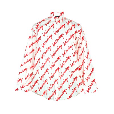 Long Sleeve Shirt All Over Logo White Red