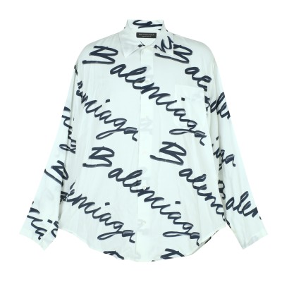 Long Sleeve Shirt All Over Monogram White Navy