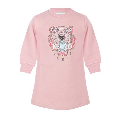 Kids Sweatshirt Dress Tiger Pink Logo White