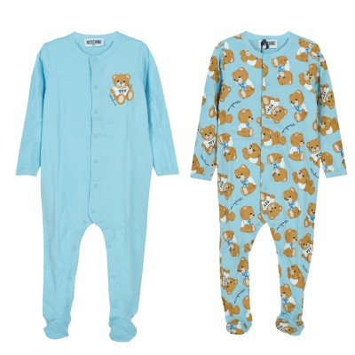 Baby Onesie All Over Teddy Bear Toy Set Sky Blue