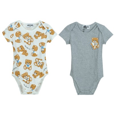 Baby Bodysuit Set Teddy Bear Grey Melange