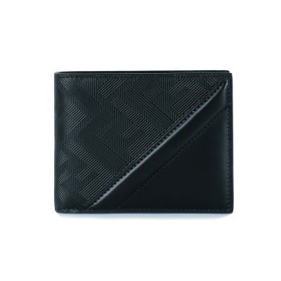 Shadow Diagonal Wallet in Black Leather