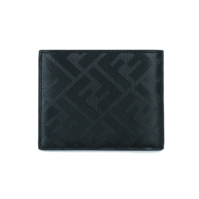 Shadow Diagonal Wallet in Black Leather