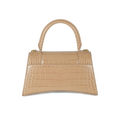 Hourglass Small Top Handle Croco Nude Beige