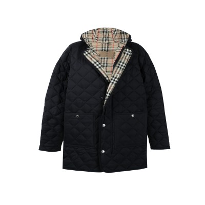 Kids Quilted Nylon Coat Black