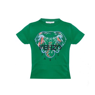 Kids Tshirt Green Elephant Multicolor Logo Navy