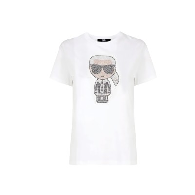 Tshirt K/Ikonik Rhinestone White