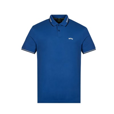 Polo Paul Curved 432 Blue Logo White