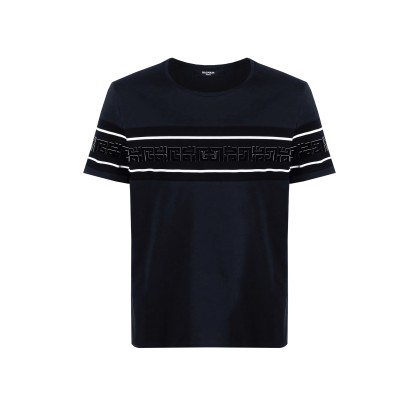 Tshirt Navy Flock Monogram Black