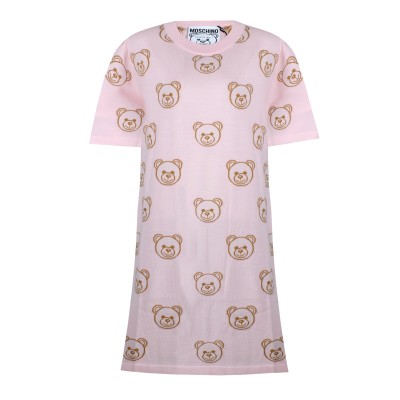 Dress Knit All Over Teddy Bear Wool Pink