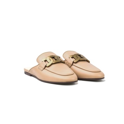 Kate Gommino Mules Leather Beige GHW