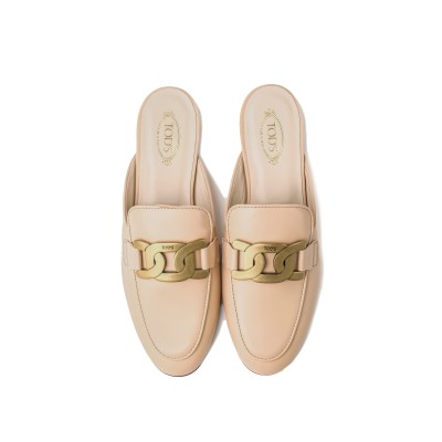 Kate Gommino Mules Leather Beige GHW