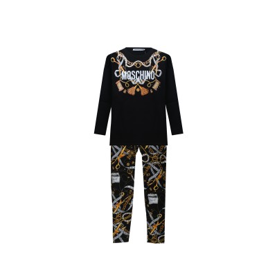 Kids 1 Set Tshirt Longsleeve And Leggings AllOver Sartorial Black