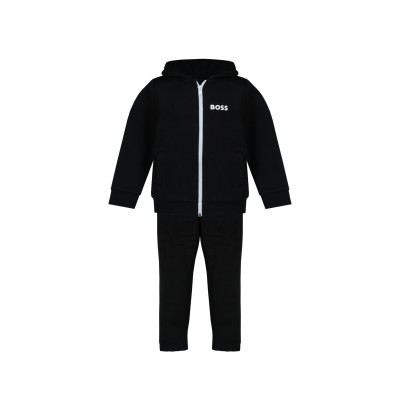 Kids 1Set Hoodie Zipper And Pants Black Logo