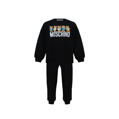 Kids 1Set Sweatshirt And Pants Teddy Bear Logo Black