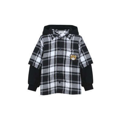 Kids Check Cotton Flannel Shirt Black White