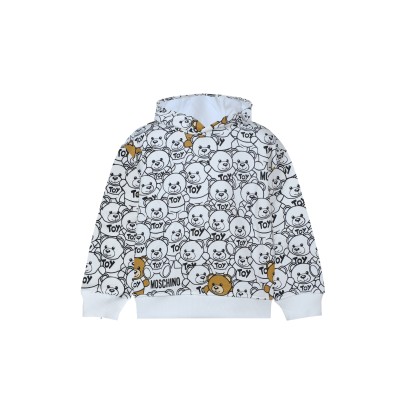 Kids Hoodie All Over Teddy Bear White