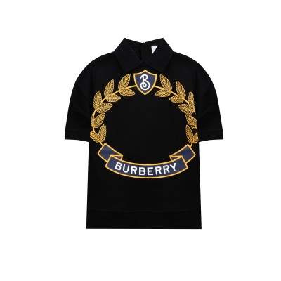 Kids Polo Shirt Oak Leaf Crest Black Gold